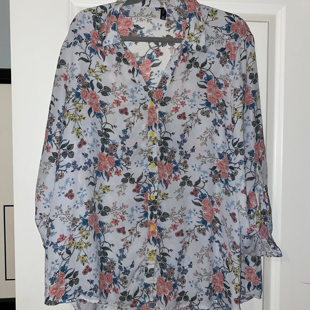 White Floral Blouse